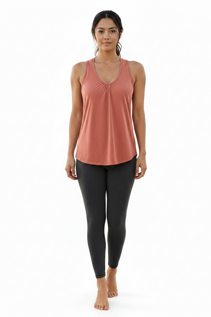 Pleated V-Neck Yoga Tank