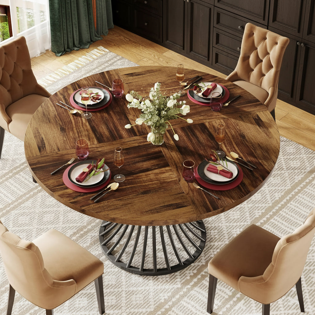 Bramble, table à manger ronde industrielle Maison ND — vue détaillée 3
