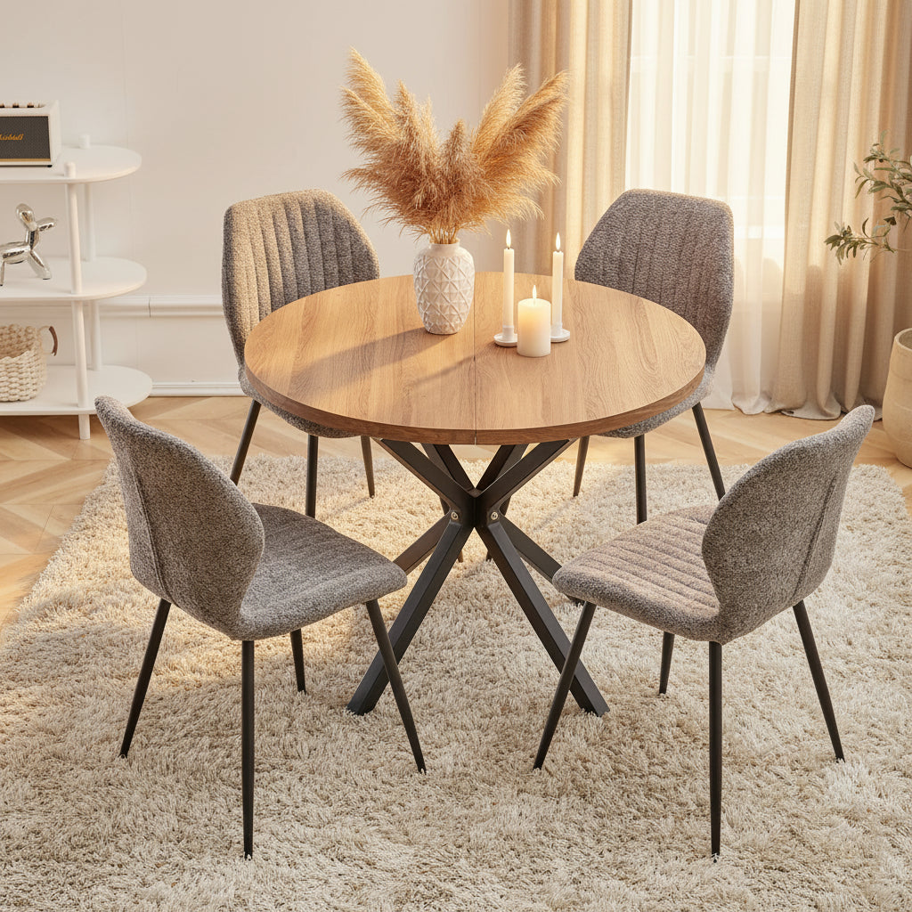 Nordi, table à manger ronde bois et acier Maison ND — vue détaillée 4
