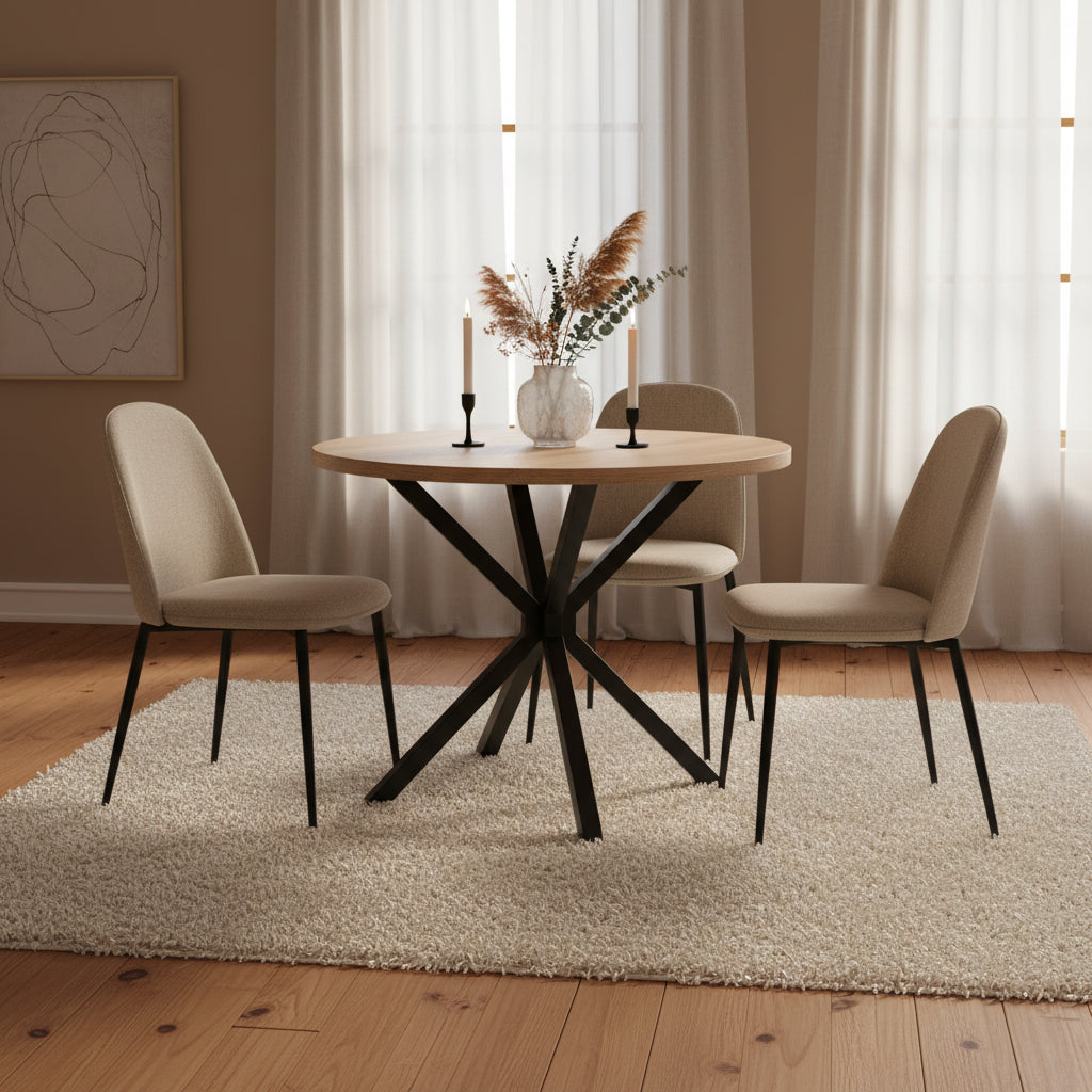 Nordi, table à manger ronde bois et acier Maison ND — vue détaillée 7