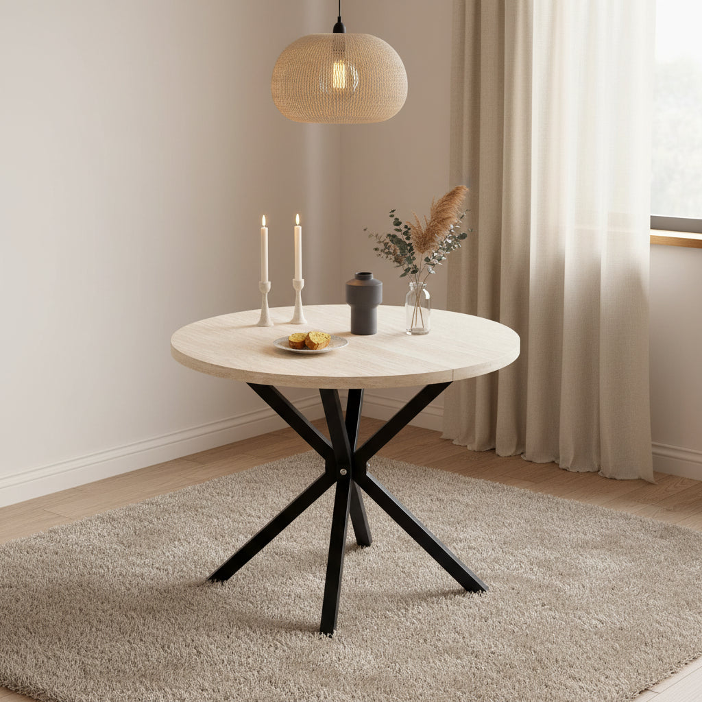 Nordi, table à manger ronde bois et acier Maison ND — vue détaillée 6