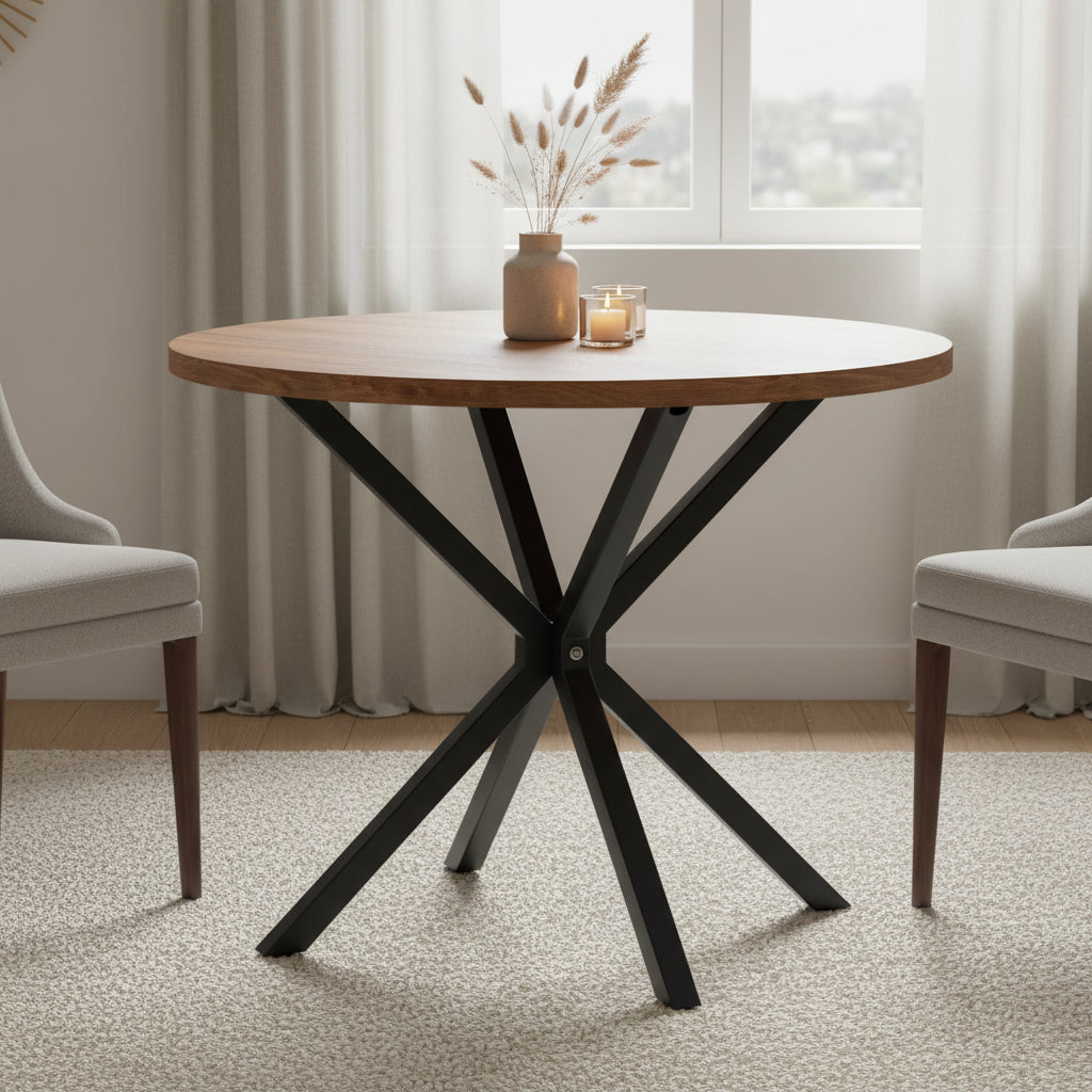 Nordi, table à manger ronde bois et acier Maison ND — vue détaillée 8