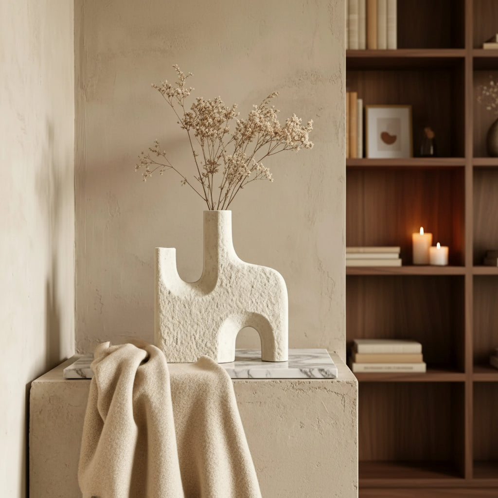 Riva, vase décoratif Maison ND, silhouette double arche, plastique moulé