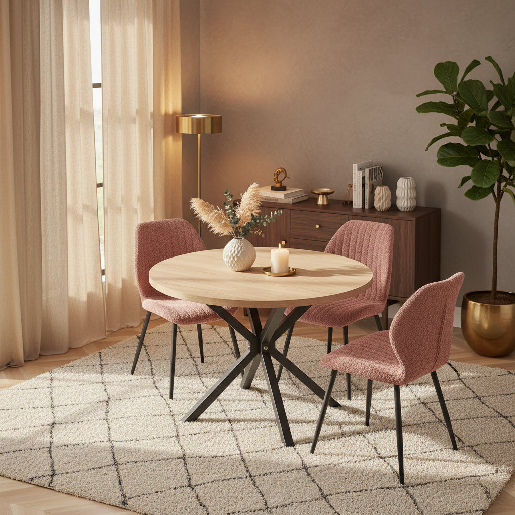 Nordi, table à manger ronde bois et acier Maison ND — vue détaillée 2