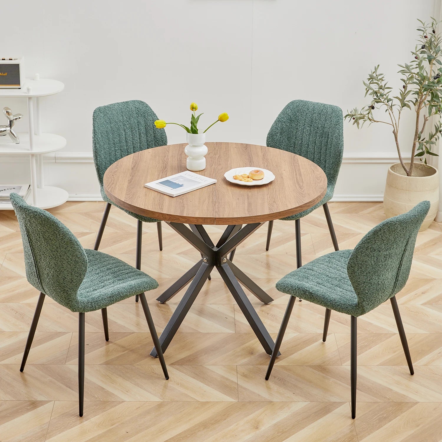 Nordi, table à manger ronde bois et acier Maison ND — vue détaillée 5