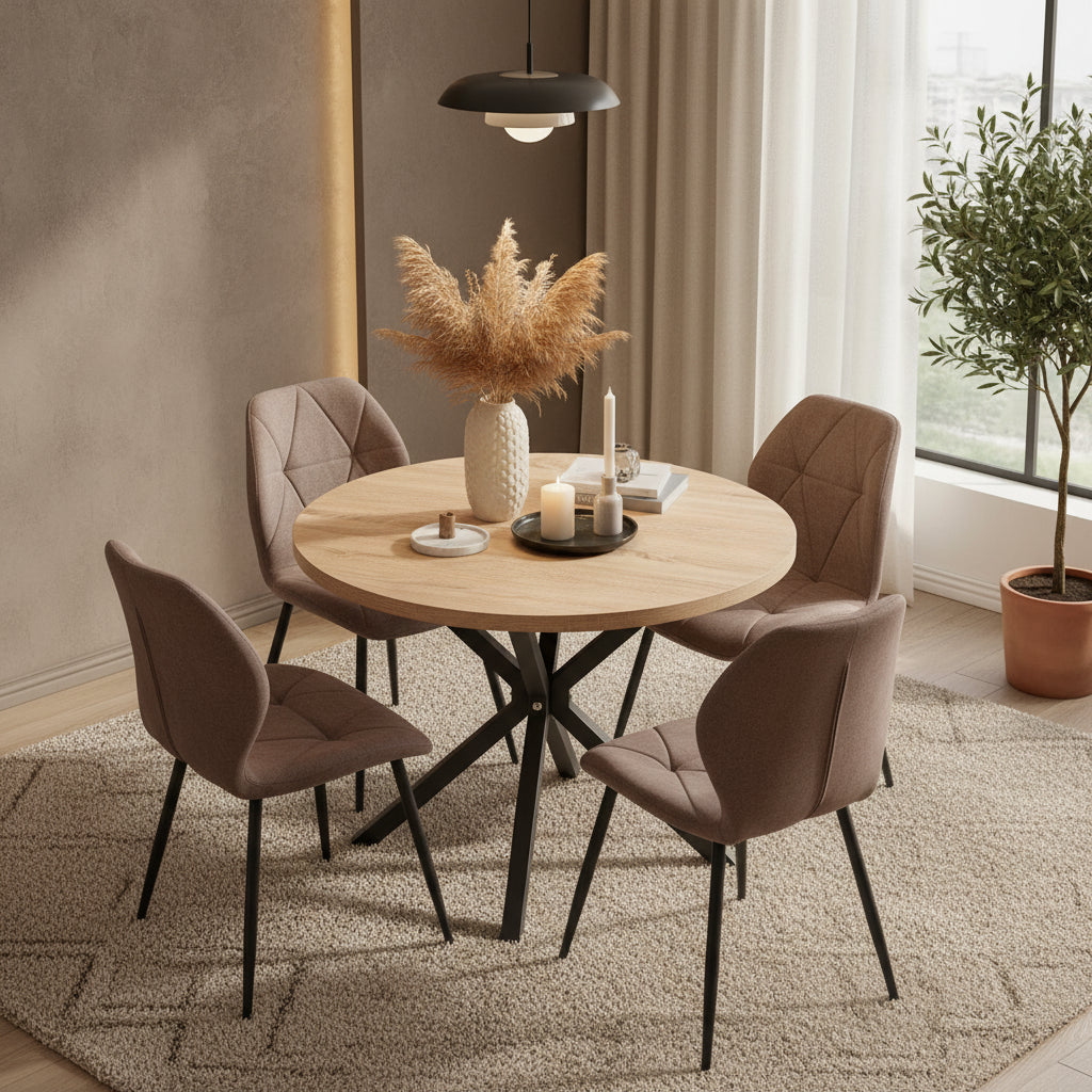 Nordi, table à manger ronde bois et acier Maison ND — vue détaillée 3