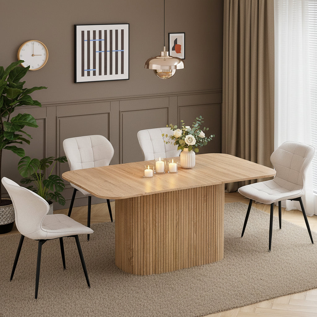 Table à manger nordique piètement ondulé Maison ND — vue détaillée 3